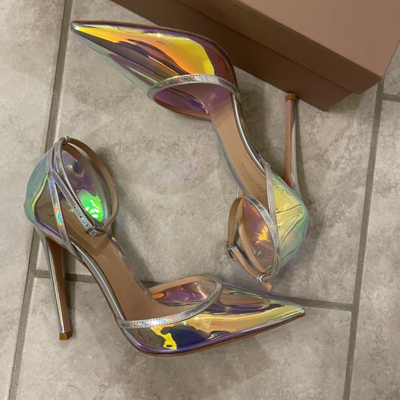 GIANVITO ROSSI Hologram 110mm Leather PVC Size 38 1/2 - Picture 10 of 12